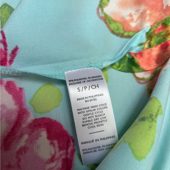 Natori Floral Robe - Blue and Pink - Picture 6 of 6